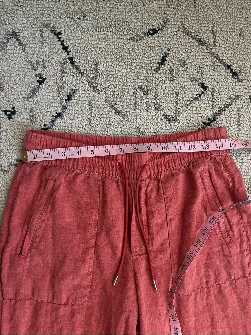 Athleta Retreat High Rise Wide Leg 100% Linen Pant Women's 6 Coral Coastal